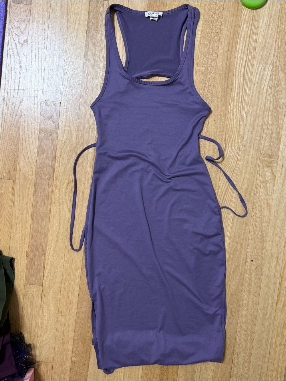 Capella Women’s Purple Lavender Dress Small Tie Back Cut Out Racerback Maxi